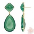 Genuine Green Onyx Pear Drop Earrings 
