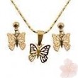 18K Gold Laminate Butterfly Necklace Set 